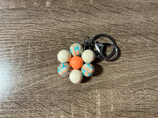 Peach Aztec Flower Key Chain