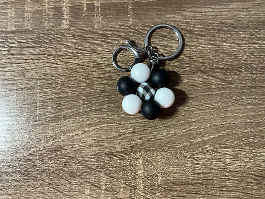Black and White Flower Key Chain