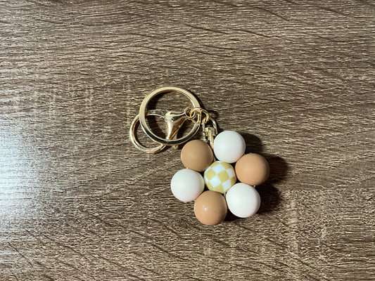 Caramel Checkmate Flower Key Chain