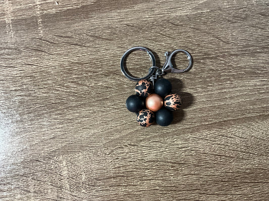 Rose Gold Leopard  Flower Key Chain