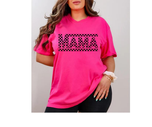 MAMA Black Checkered T-Shirt