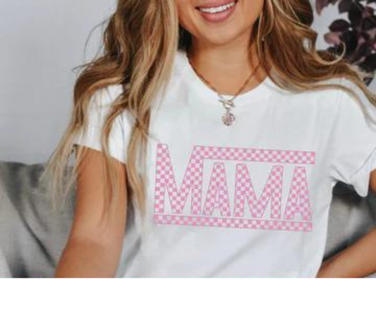 MAMA Pink Checkered T-Shirt