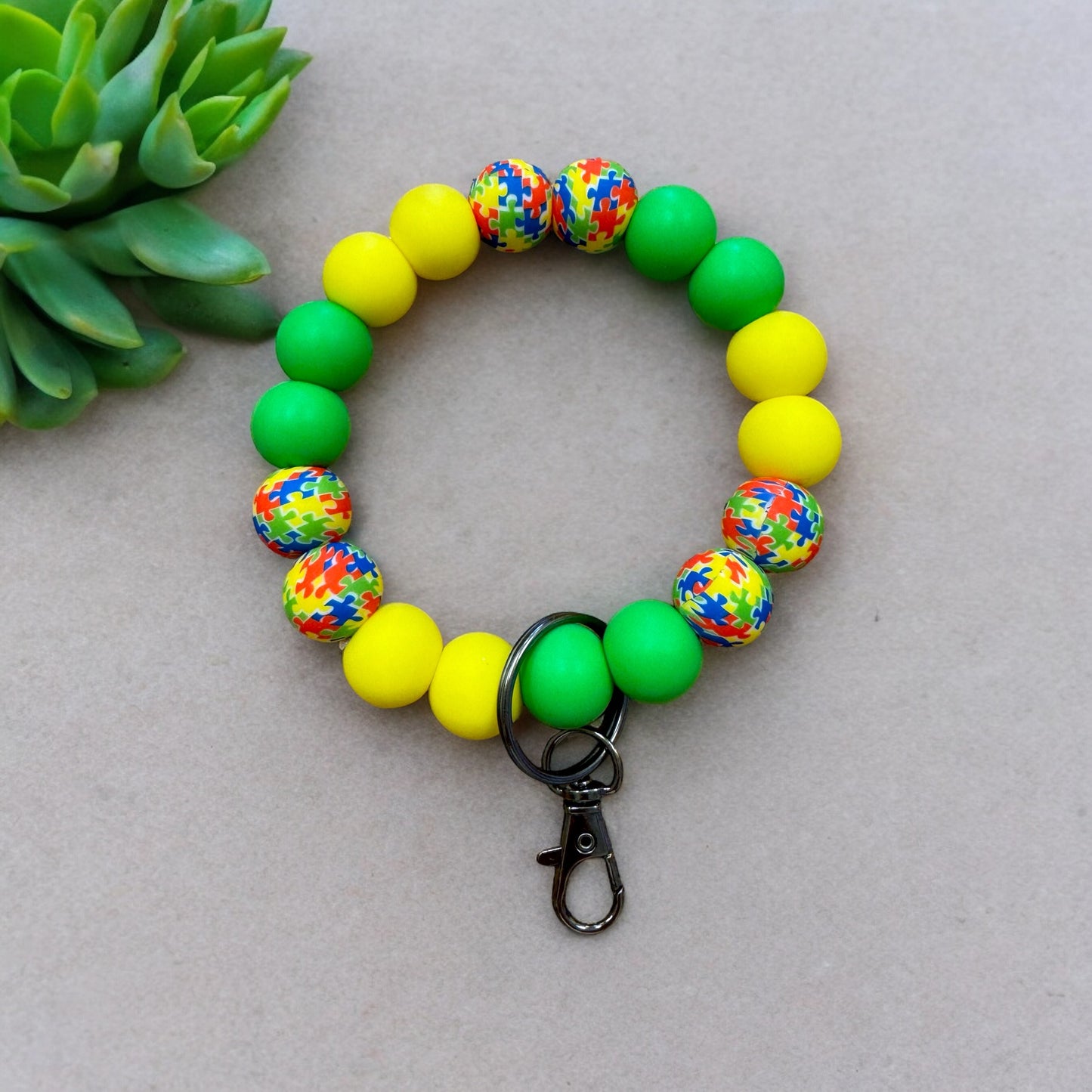 Autism Silicone Wristlet Yellow and Green