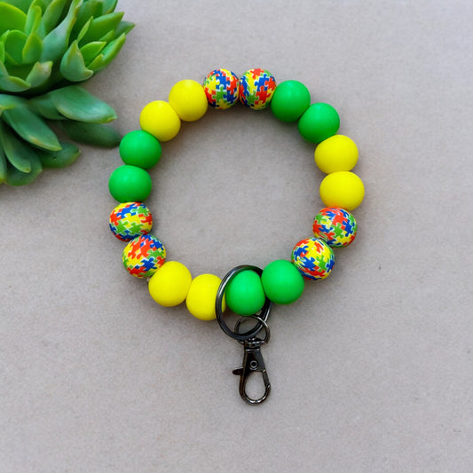 Autism Silicone Wristlet Yellow and Green