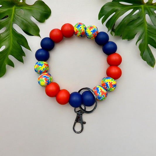 Autism Silicone Wristlet Red and Blue