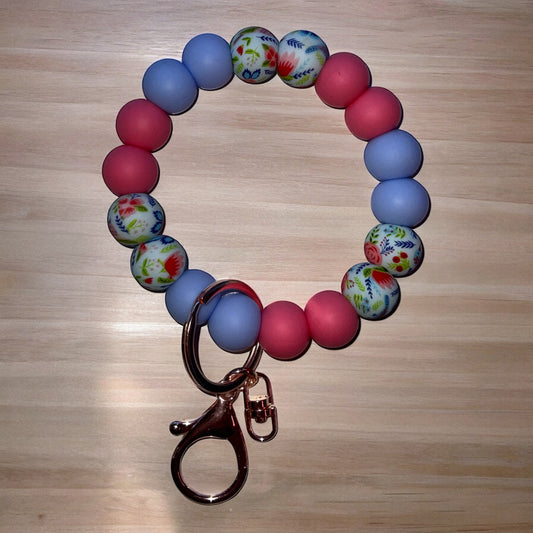 Pink and Blue Wildflower Wristlet