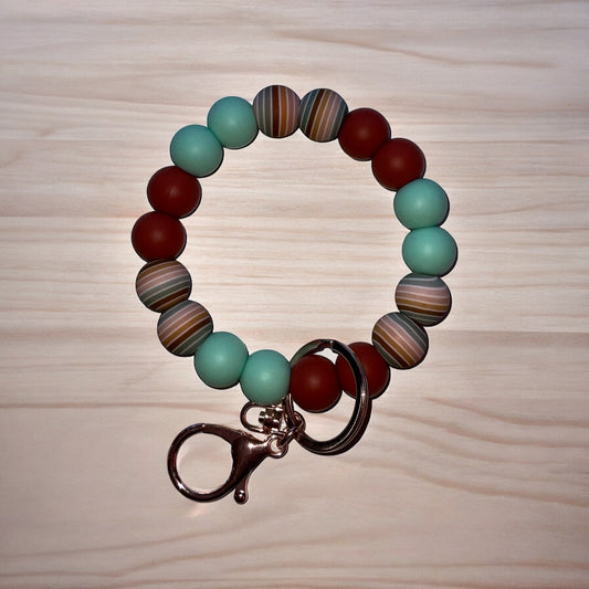 Turquoise and Rust Boho Wristlet