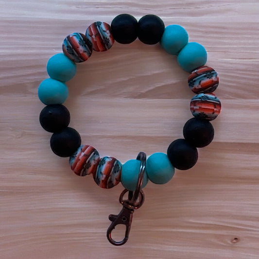 Black and Turquoise Aztec Wristlet
